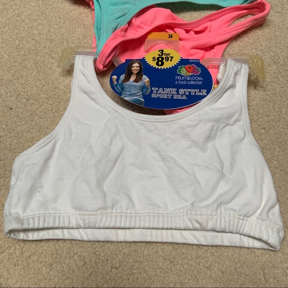 3 Pack of Fruit of the Loom Girls’ Tank Style Sports Bra NWT - Picture 5 of 6